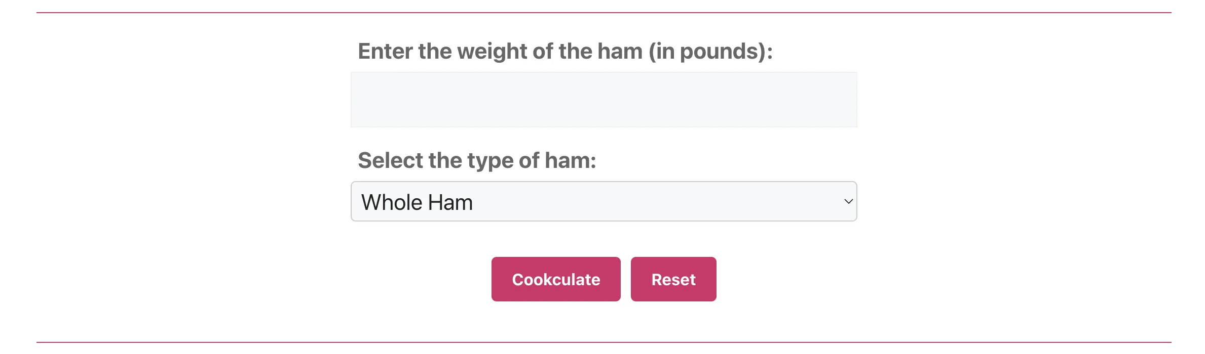 Ham Cooking Calculator