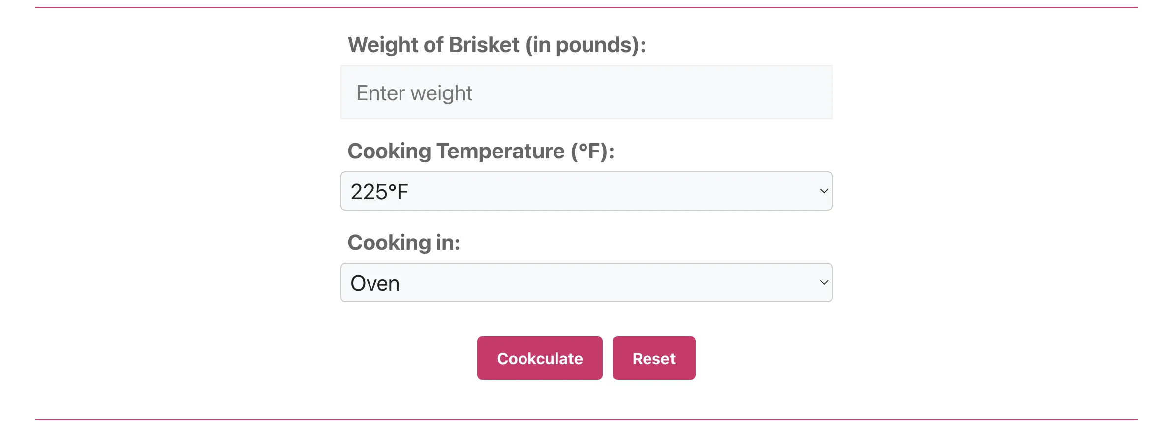 Brisket Cooking Calculator