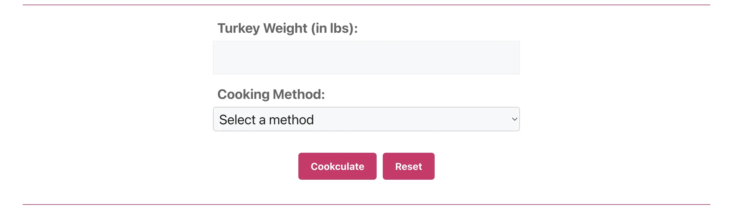 Turkey Cooking Calculator