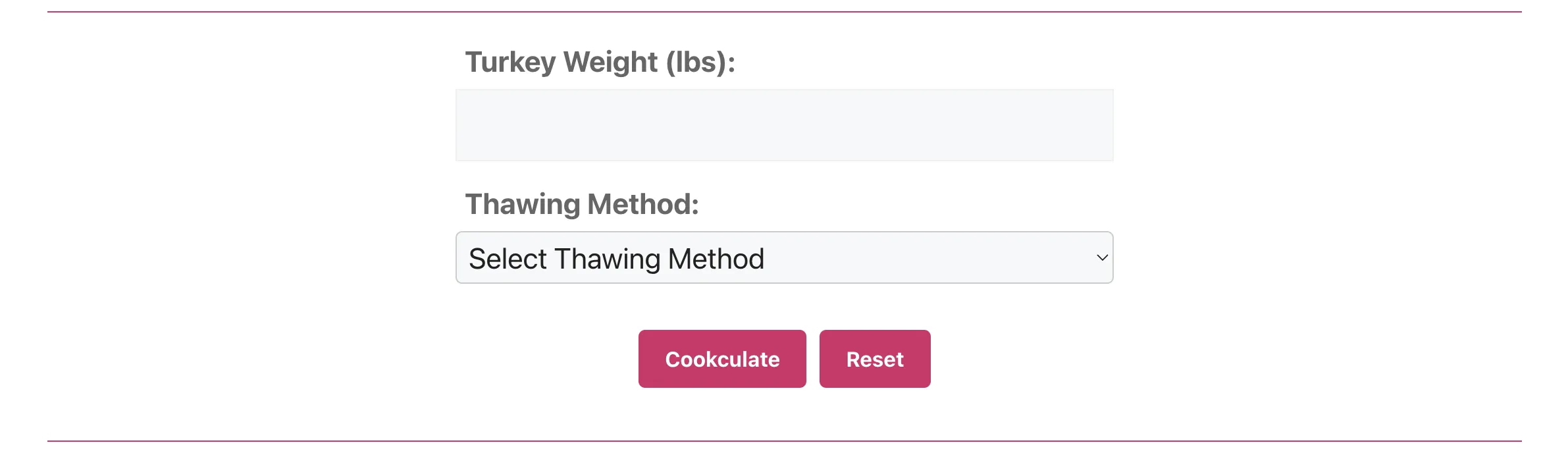 Turkey Thawing Calculator